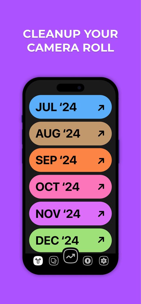Swipe Photo Cleaner screenshot showing monthly photo cleanup view
